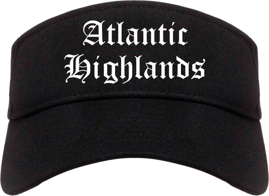 Atlantic Highlands New Jersey NJ Old English Mens Visor Cap Hat Black