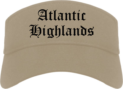 Atlantic Highlands New Jersey NJ Old English Mens Visor Cap Hat Khaki