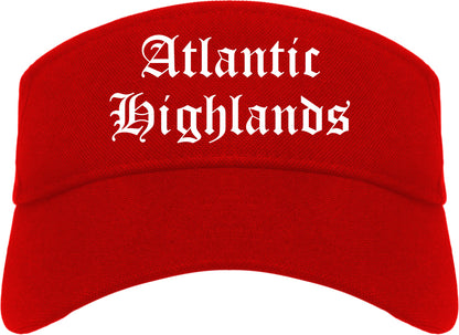 Atlantic Highlands New Jersey NJ Old English Mens Visor Cap Hat Red