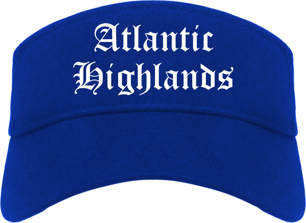 Atlantic Highlands New Jersey NJ Old English Mens Visor Cap Hat Royal Blue