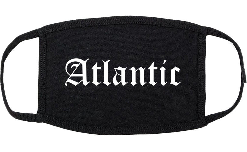 Atlantic Iowa IA Old English Cotton Face Mask Black