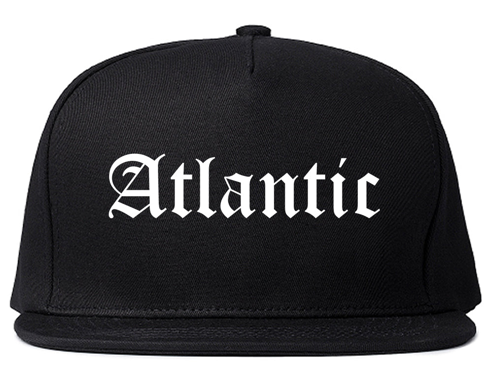 Atlantic Iowa IA Old English Mens Snapback Hat Black