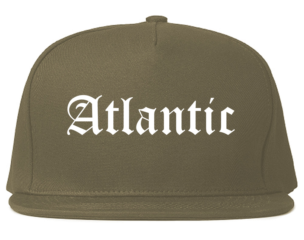 Atlantic Iowa IA Old English Mens Snapback Hat Grey