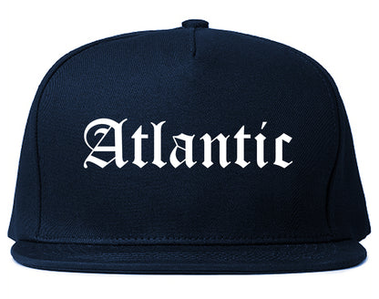 Atlantic Iowa IA Old English Mens Snapback Hat Navy Blue