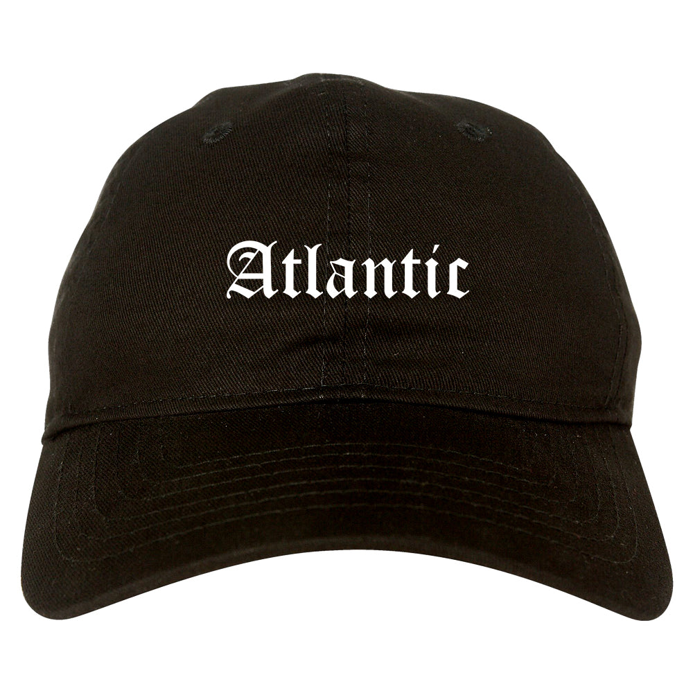 Atlantic Iowa IA Old English Mens Dad Hat Baseball Cap Black