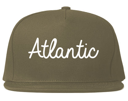 Atlantic Iowa IA Script Mens Snapback Hat Grey