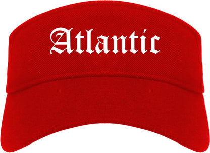 Atlantic Iowa IA Old English Mens Visor Cap Hat Red
