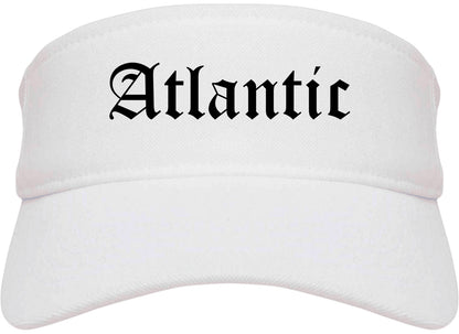 Atlantic Iowa IA Old English Mens Visor Cap Hat White