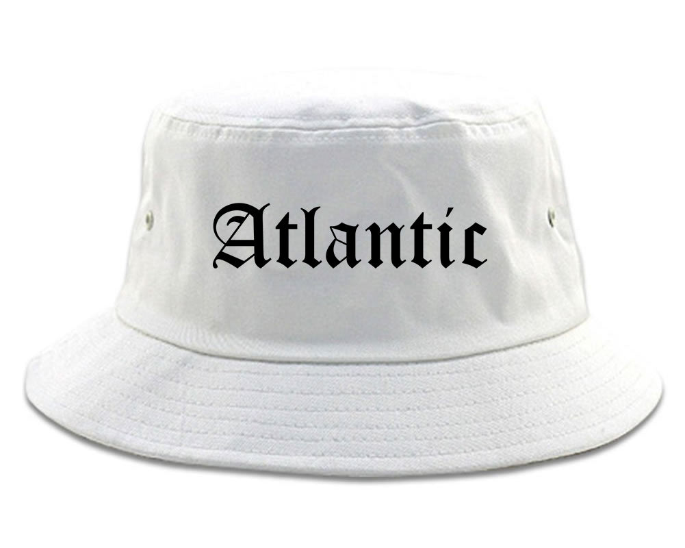 Atlantic Iowa IA Old English Mens Bucket Hat White