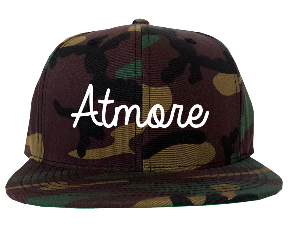 Atmore Alabama AL Script Mens Snapback Hat Army Camo