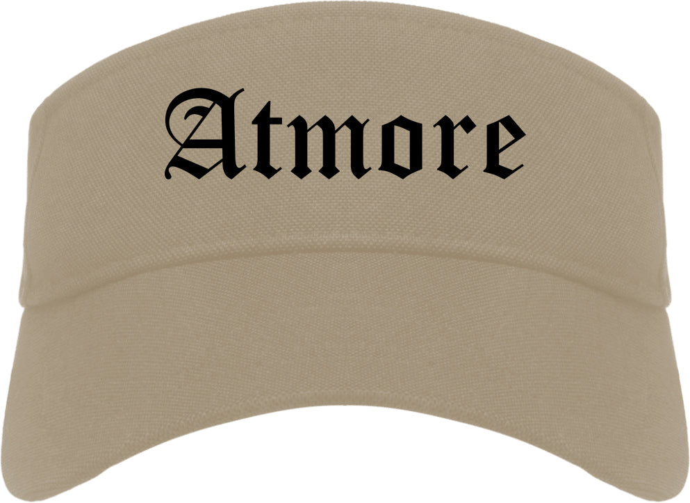 Atmore Alabama AL Old English Mens Visor Cap Hat Khaki