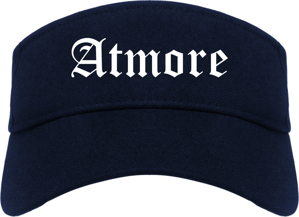 Atmore Alabama AL Old English Mens Visor Cap Hat Navy Blue