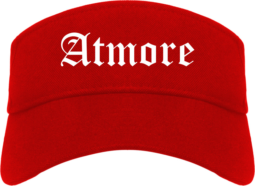 Atmore Alabama AL Old English Mens Visor Cap Hat Red