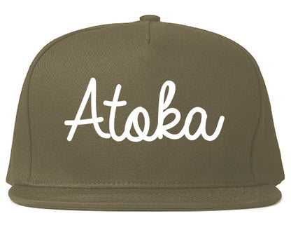 Atoka Tennessee TN Script Mens Snapback Hat Grey