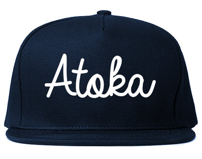 Atoka Tennessee TN Script Mens Snapback Hat Navy Blue