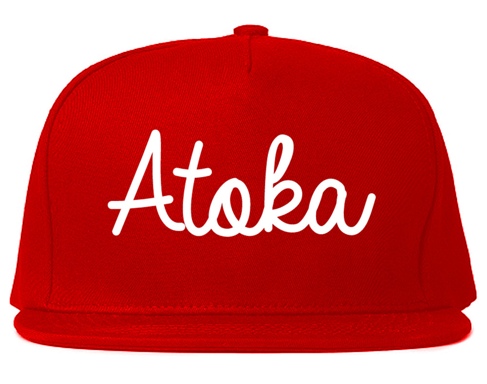 Atoka Tennessee TN Script Mens Snapback Hat Red