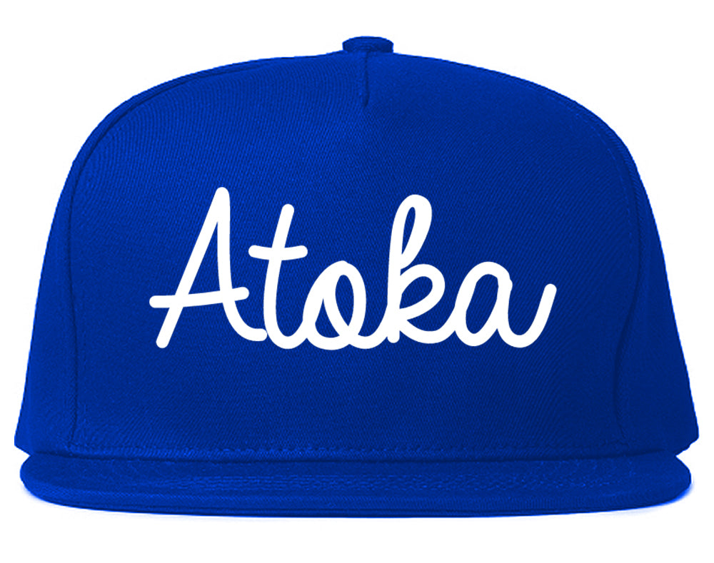 Atoka Tennessee TN Script Mens Snapback Hat Royal Blue
