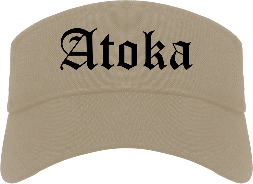 Atoka Tennessee TN Old English Mens Visor Cap Hat Khaki
