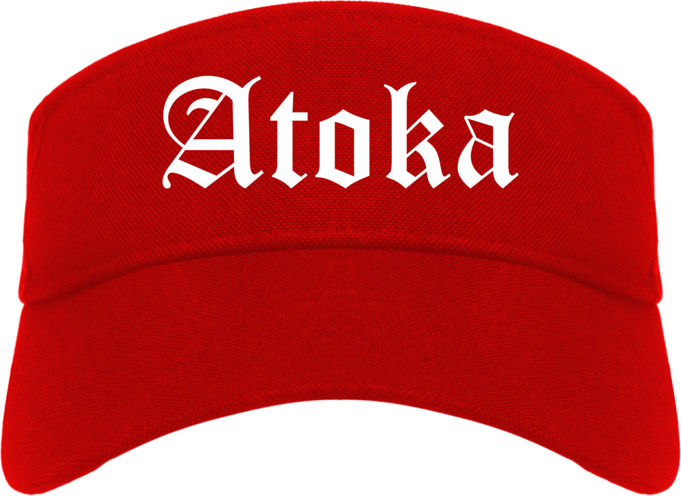 Atoka Tennessee TN Old English Mens Visor Cap Hat Red