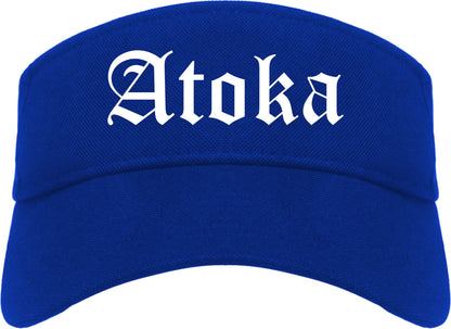 Atoka Tennessee TN Old English Mens Visor Cap Hat Royal Blue