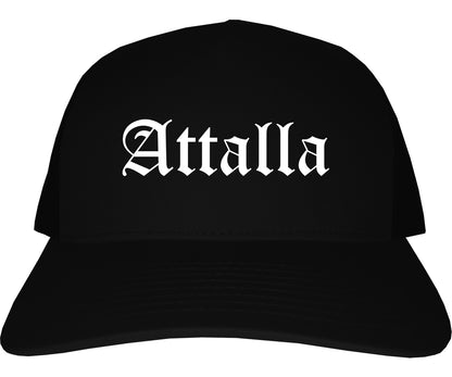 Attalla Alabama AL Old English Mens Trucker Hat Cap Black