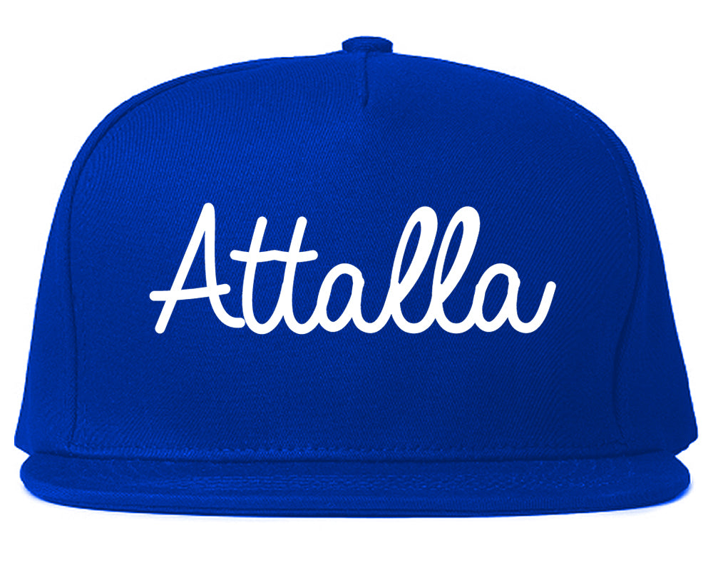 Attalla Alabama AL Script Mens Snapback Hat Royal Blue