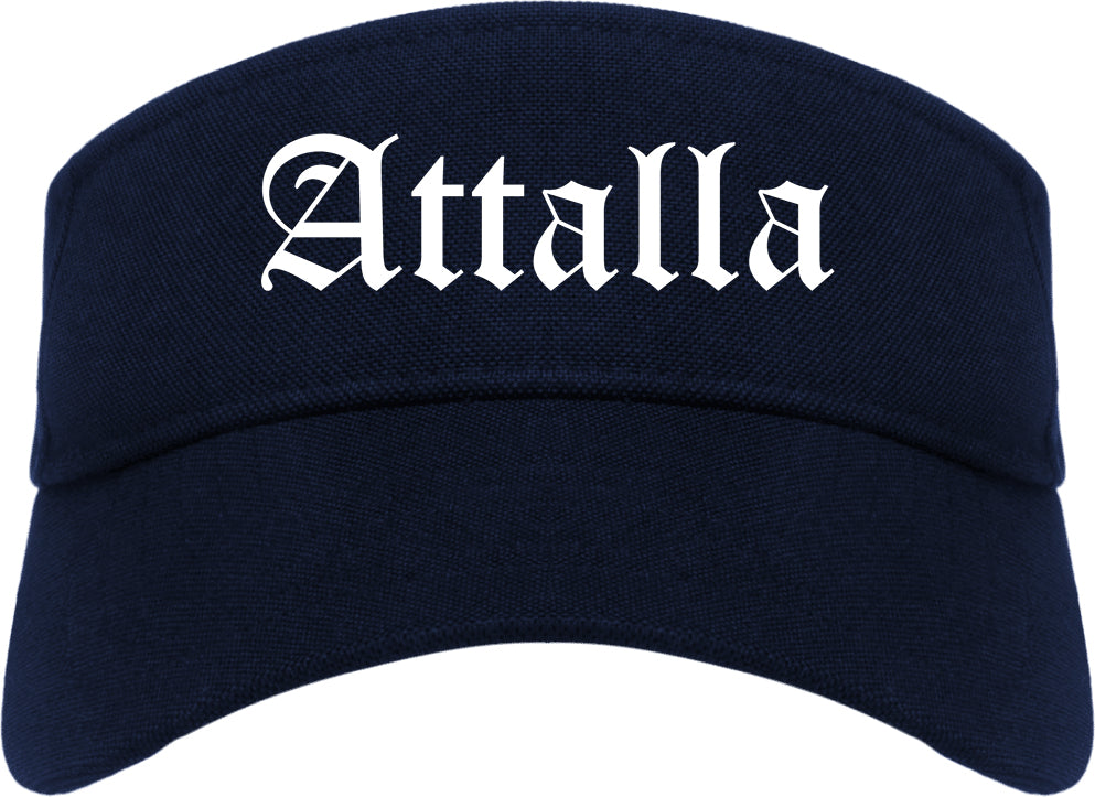 Attalla Alabama AL Old English Mens Visor Cap Hat Navy Blue