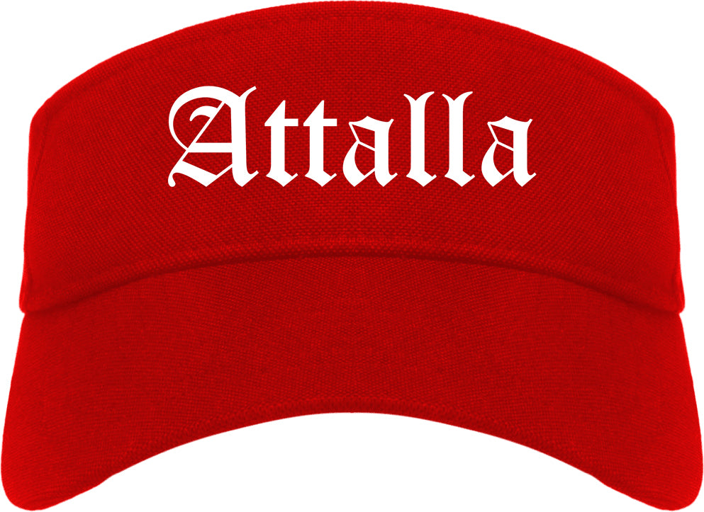 Attalla Alabama AL Old English Mens Visor Cap Hat Red