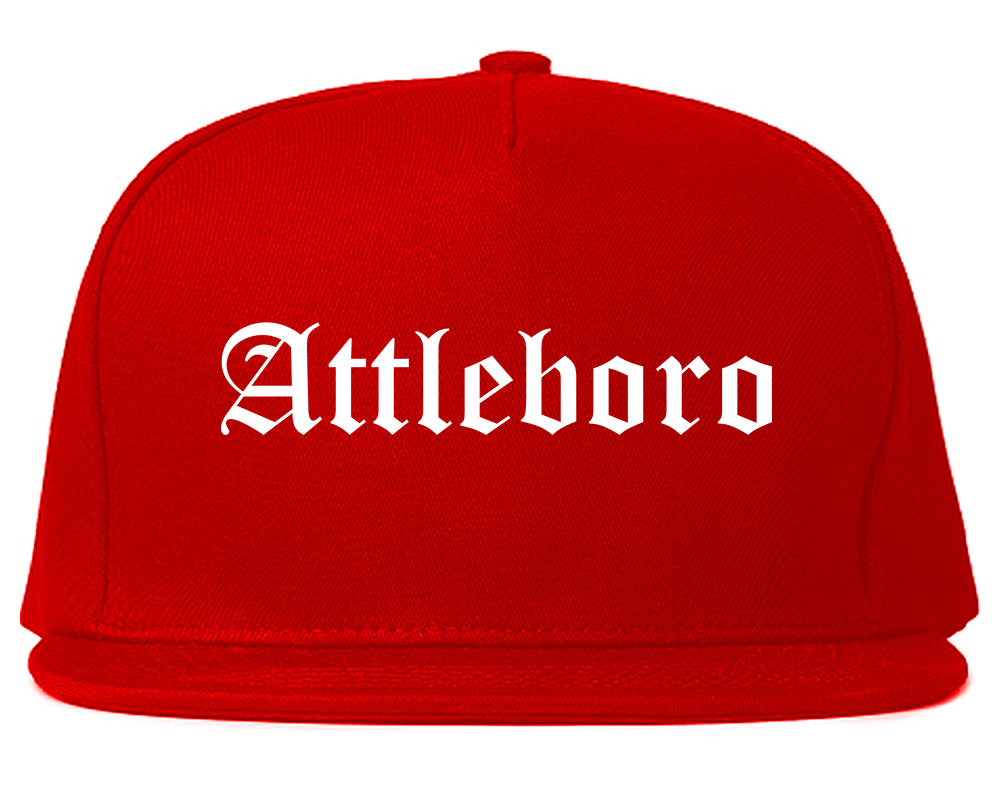 Attleboro Massachusetts MA Old English Mens Snapback Hat Red