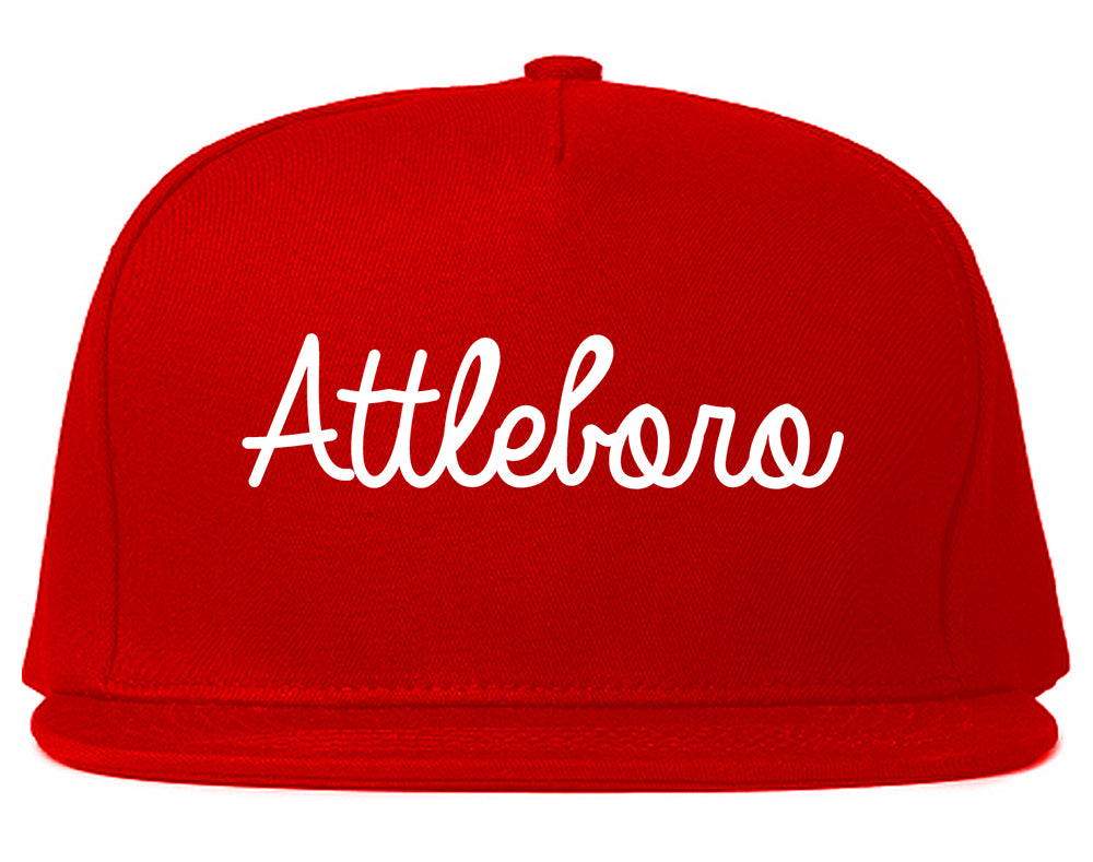 Attleboro Massachusetts MA Script Mens Snapback Hat Red