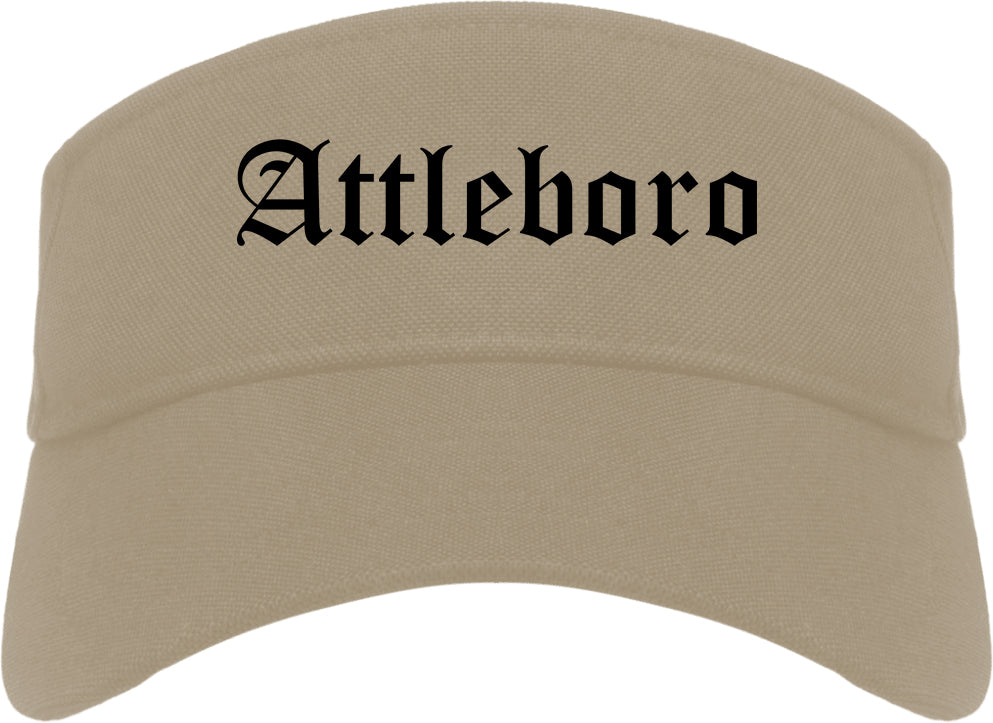 Attleboro Massachusetts MA Old English Mens Visor Cap Hat Khaki