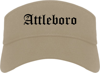 Attleboro Massachusetts MA Old English Mens Visor Cap Hat Khaki