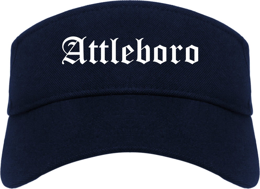 Attleboro Massachusetts MA Old English Mens Visor Cap Hat Navy Blue