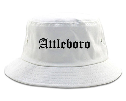 Attleboro Massachusetts MA Old English Mens Bucket Hat White
