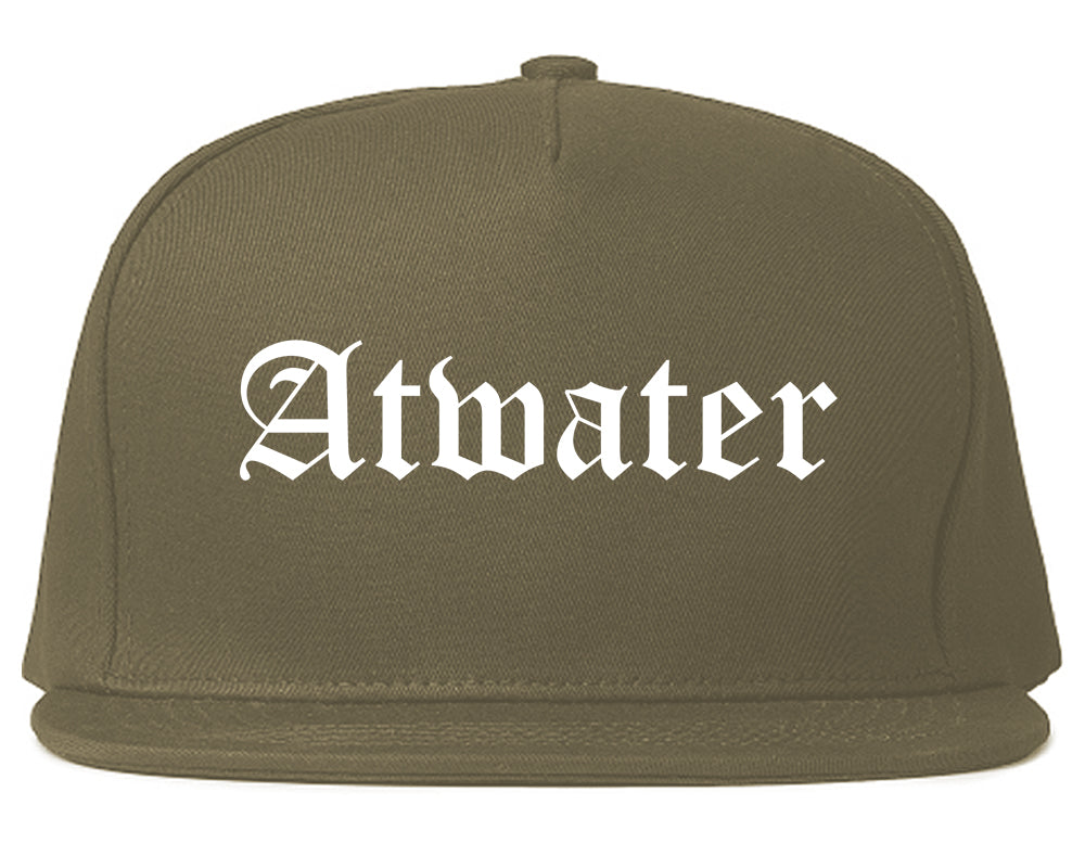 Atwater California CA Old English Mens Snapback Hat Grey