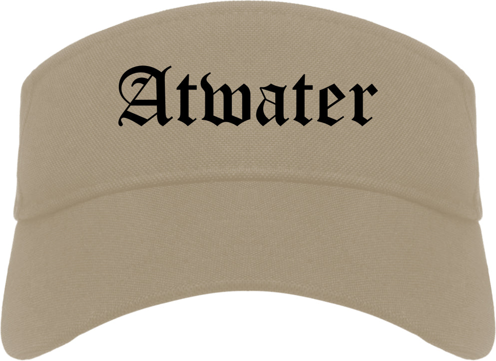 Atwater California CA Old English Mens Visor Cap Hat Khaki