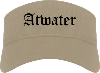 Atwater California CA Old English Mens Visor Cap Hat Khaki