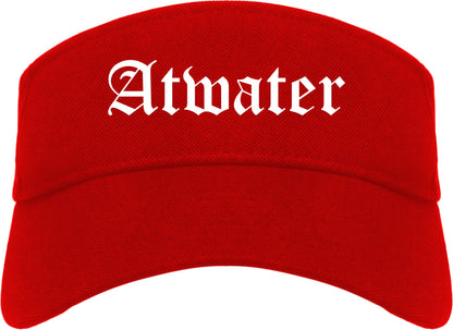Atwater California CA Old English Mens Visor Cap Hat Red