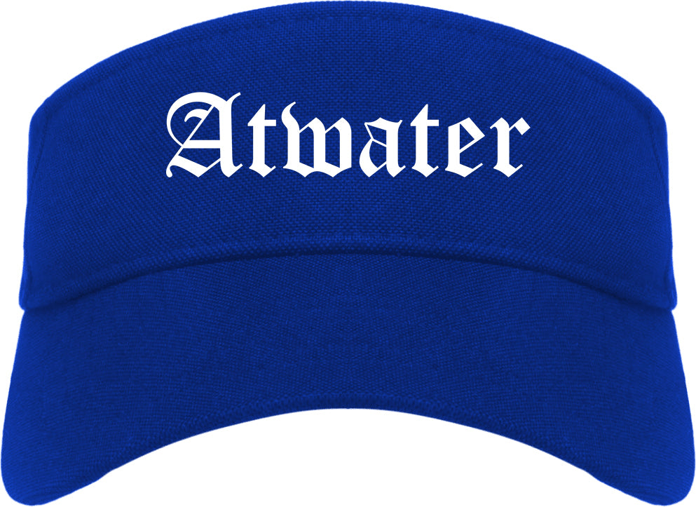 Atwater California CA Old English Mens Visor Cap Hat Royal Blue