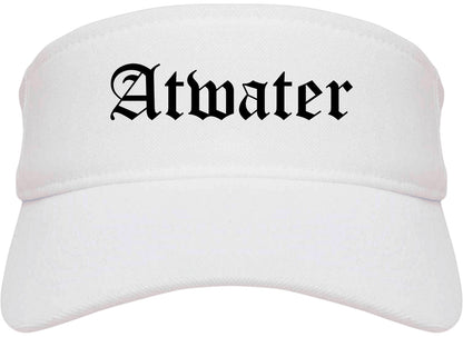 Atwater California CA Old English Mens Visor Cap Hat White