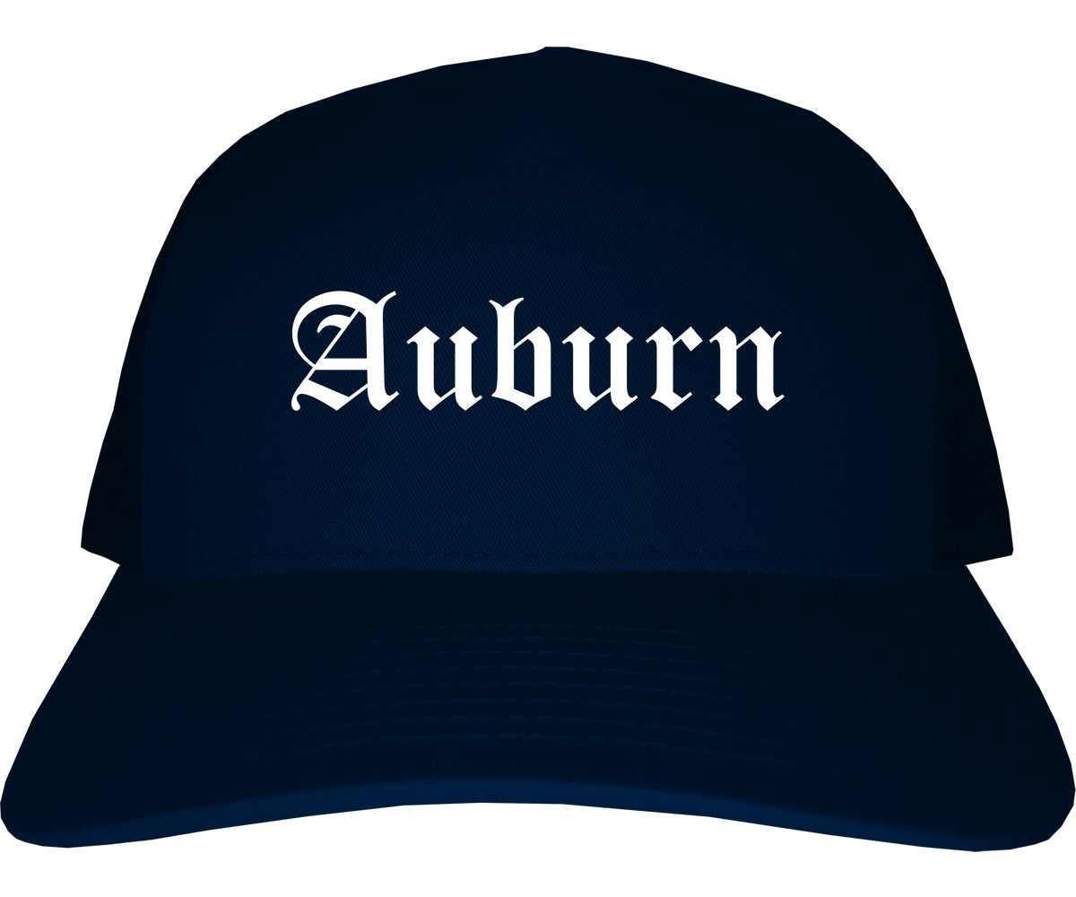 Auburn Alabama AL Old English Mens Trucker Hat Cap Navy Blue