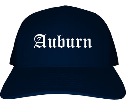 Auburn Alabama AL Old English Mens Trucker Hat Cap Navy Blue