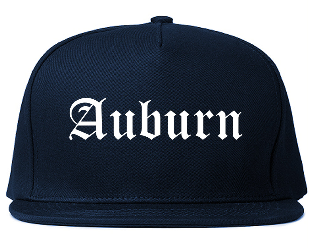 Auburn California CA Old English Mens Snapback Hat Navy Blue