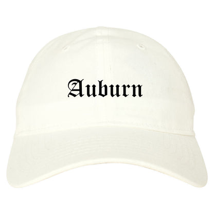 Auburn California CA Old English Mens Dad Hat Baseball Cap White