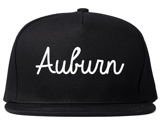Auburn California CA Script Mens Snapback Hat Black