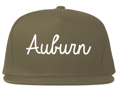 Auburn California CA Script Mens Snapback Hat Grey