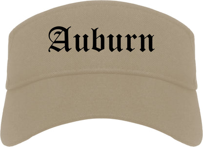 Auburn California CA Old English Mens Visor Cap Hat Khaki