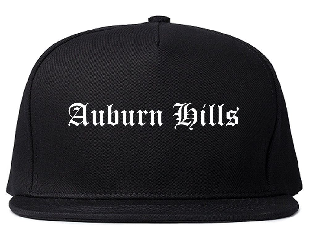 Auburn Hills Michigan MI Old English Mens Snapback Hat Black