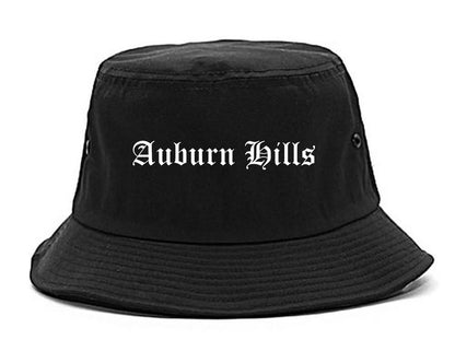 Auburn Hills Michigan MI Old English Mens Bucket Hat Black