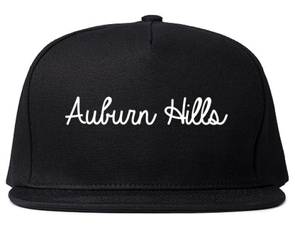 Auburn Hills Michigan MI Script Mens Snapback Hat Black